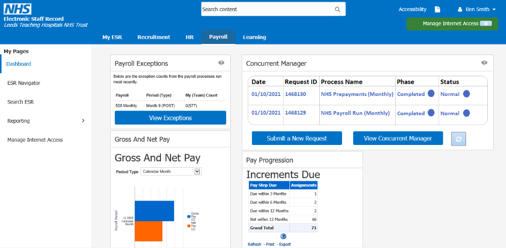 ESR Portal Dashboards - ESR EDUCATION - ESR Education - NHS Electronic ...