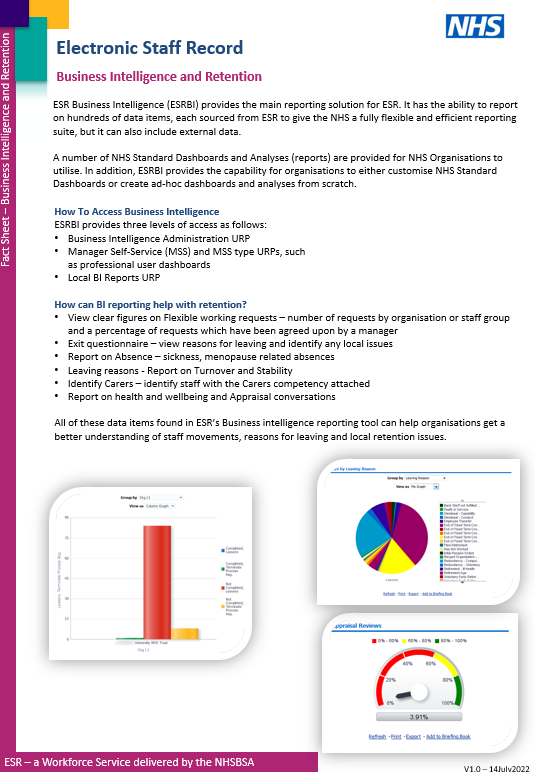 Esr Supporting Retention Esr Hub Nhs Electronic Staff Record