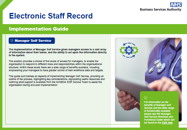 Image shows the front page of the Manager Self Service implementation guide