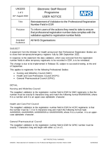 UN3203 - Reinstatement of Validation to the Professional Registration Number Field in ESR.pdf Thumbnail