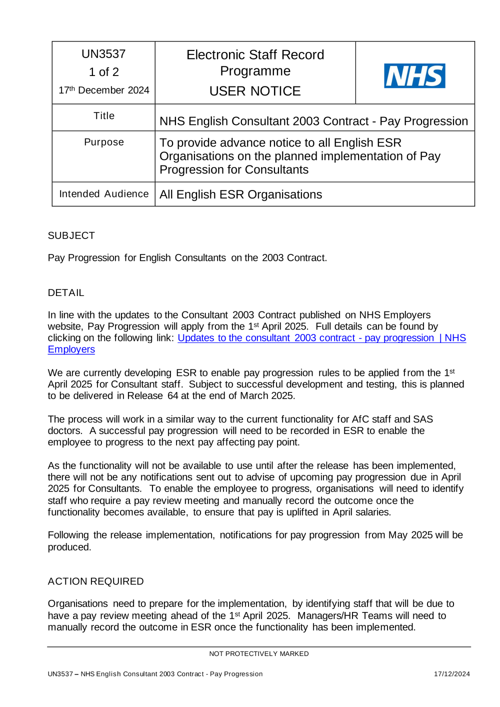 Notification Download - ESR Hub - NHS Electronic Staff Record